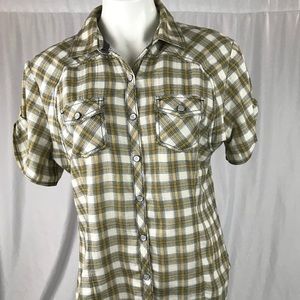 Harley Davidson L Plaid Button Up Shirt